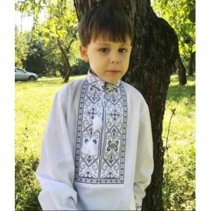 Вишиванка на хлопчика Йосип з сіро-чорною вишивкою розмір 116-134